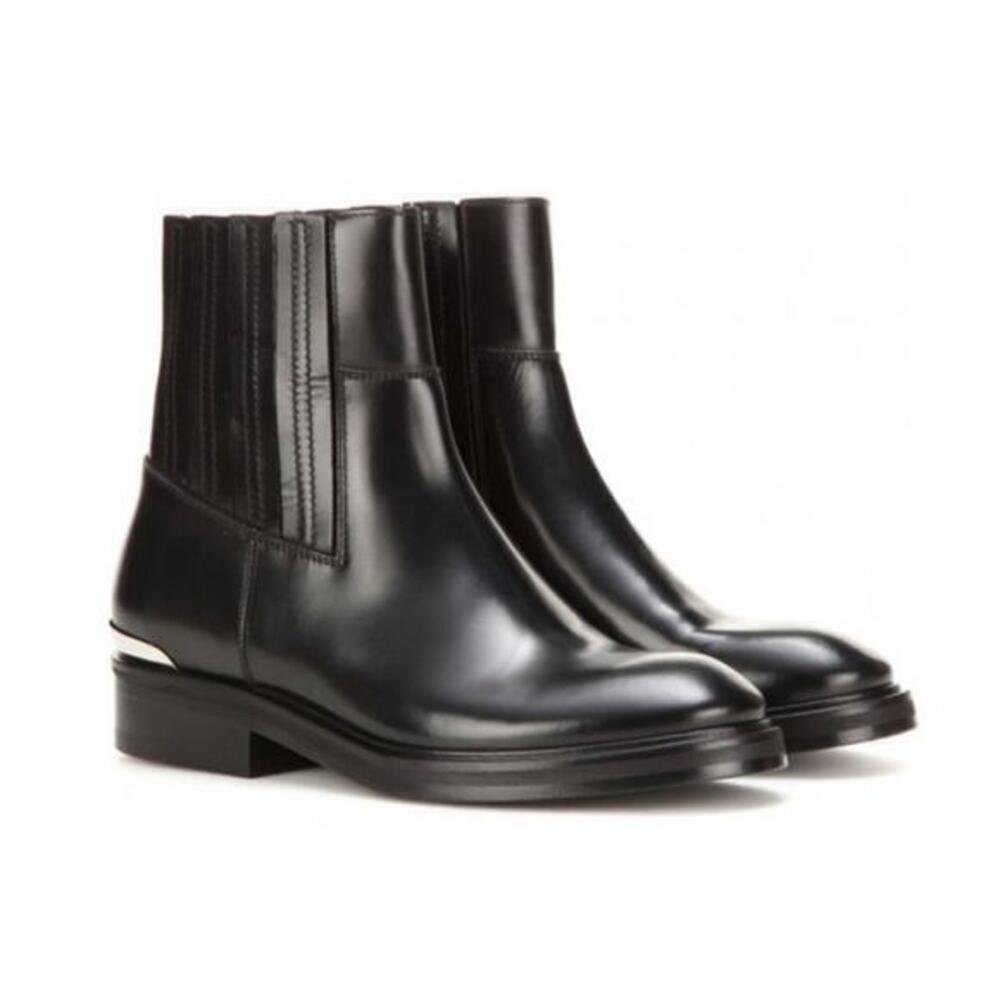 Acne Studios black brass soft leather booties stacked heel basic size 37 / US 7